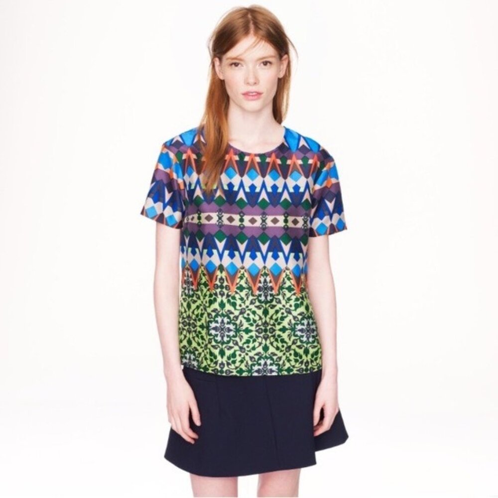 J. Crew Silk Gemstone Floral Blouse Tee Size 6